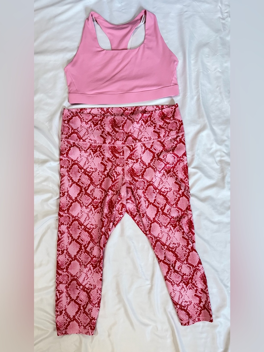 Fabletics Pink Snake-Print High-Rise Leggings